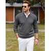 image:imageCOOFANDY Mens Quarter Zip Sweater Casual Slim Fit Mock Neck Knit PulloverDark Gray