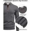 image:imageCOOFANDY Mens Quarter Zip Sweater Casual Slim Fit Mock Neck Knit PulloverDark Gray