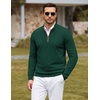 image:imageCOOFANDY Mens Quarter Zip Sweater Casual Slim Fit Mock Neck Knit PulloverDark Green