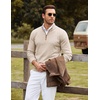 image:imageCOOFANDY Mens Quarter Zip Sweater Casual Slim Fit Mock Neck Knit PulloverKhaki