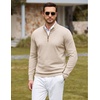 image:imageCOOFANDY Mens Quarter Zip Sweater Casual Slim Fit Mock Neck Knit PulloverKhaki
