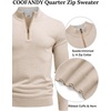image:imageCOOFANDY Mens Quarter Zip Sweater Casual Slim Fit Mock Neck Knit PulloverKhaki