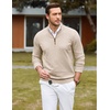 image:imageCOOFANDY Mens Quarter Zip Sweater Casual Slim Fit Mock Neck Knit PulloverKhaki