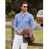 image:imageCOOFANDY Mens Quarter Zip Sweater Casual Slim Fit Mock Neck Knit PulloverLight Blue