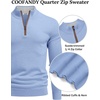 image:imageCOOFANDY Mens Quarter Zip Sweater Casual Slim Fit Mock Neck Knit PulloverLight Blue