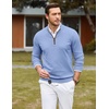 image:imageCOOFANDY Mens Quarter Zip Sweater Casual Slim Fit Mock Neck Knit PulloverLight Blue
