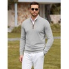 image:imageCOOFANDY Mens Quarter Zip Sweater Casual Slim Fit Mock Neck Knit PulloverLight Gray