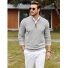 image:imageCOOFANDY Mens Quarter Zip Sweater Casual Slim Fit Mock Neck Knit PulloverLight Gray