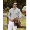 image:imageCOOFANDY Mens Quarter Zip Sweater Casual Slim Fit Mock Neck Knit PulloverLight Gray