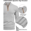 image:imageCOOFANDY Mens Quarter Zip Sweater Casual Slim Fit Mock Neck Knit PulloverLight Gray