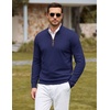 image:imageCOOFANDY Mens Quarter Zip Sweater Casual Slim Fit Mock Neck Knit PulloverNavy Blue