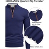 image:imageCOOFANDY Mens Quarter Zip Sweater Casual Slim Fit Mock Neck Knit PulloverNavy Blue