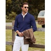 image:imageCOOFANDY Mens Quarter Zip Sweater Casual Slim Fit Mock Neck Knit PulloverNavy Blue