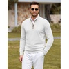 image:imageCOOFANDY Mens Quarter Zip Sweater Casual Slim Fit Mock Neck Knit PulloverWhite