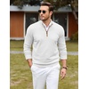 image:imageCOOFANDY Mens Quarter Zip Sweater Casual Slim Fit Mock Neck Knit PulloverWhite