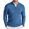 image:imageCOOFANDY Mens Quarter Zip Sweater Casual Slim Fit Mock Neck Knit PulloverBlue