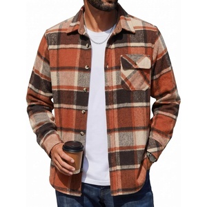 image:imageCOOFANDY Mens Flannel Shirts Long Sleeve Plaid Button Down Shirt JacketOrange