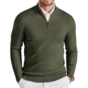 image:imageCOOFANDY Mens Quarter Zip Sweater Casual Slim Fit Mock Neck Knit PulloverArmy Green