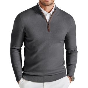 image:imageCOOFANDY Mens Quarter Zip Sweater Casual Slim Fit Mock Neck Knit PulloverDark Gray