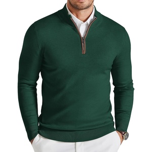 image:imageCOOFANDY Mens Quarter Zip Sweater Casual Slim Fit Mock Neck Knit PulloverDark Green