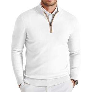 image:imageCOOFANDY Mens Quarter Zip Sweater Casual Slim Fit Mock Neck Knit PulloverWhite