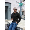 image:imageCOOFANDY Mens Long Sleeve Shirts Crew Neck Cotton TShirt Casual ShirtsBlack