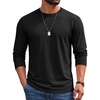 image:imageCOOFANDY Mens Long Sleeve Shirts Crew Neck Cotton TShirt Casual ShirtsBlack