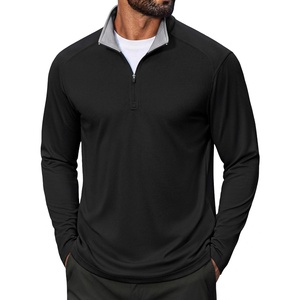 image:imageCOOFANDY Men Quarter Zip Pullover Lightweight Golf Mock Neck SweatshirtBlack