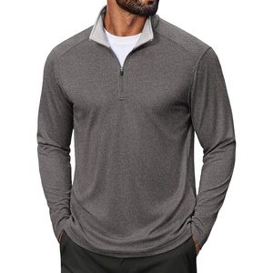 image:imageCOOFANDY Men Quarter Zip Pullover Lightweight Golf Mock Neck SweatshirtDark Grey