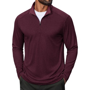 image:imageCOOFANDY Men Quarter Zip Pullover Lightweight Golf Mock Neck SweatshirtDark Red