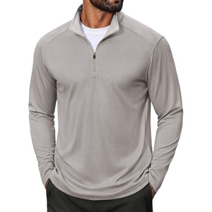 image:imageCOOFANDY Men Quarter Zip Pullover Lightweight Golf Mock Neck SweatshirtLight Grey
