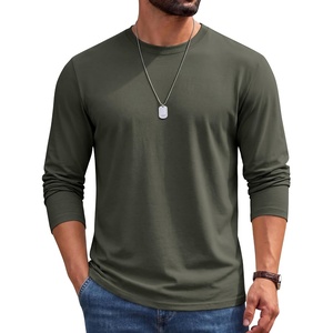 image:imageCOOFANDY Mens Long Sleeve Shirts Crew Neck Cotton TShirt Casual ShirtsGreen