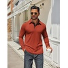 image:imageCOOFANDY Mens Long Sleeve Polo Shirts Classic Casual Button Polo TeeCaramel