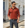 image:imageCOOFANDY Mens Long Sleeve Polo Shirts Classic Casual Button Polo TeeCaramel