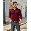 image:imageCOOFANDY Mens Long Sleeve Polo Shirts Classic Casual Button Polo TeeDark Red