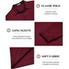 image:imageCOOFANDY Mens Long Sleeve Polo Shirts Classic Casual Button Polo TeeDark Red
