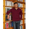 image:imageCOOFANDY Mens Long Sleeve Polo Shirts Classic Casual Button Polo TeeDark Red