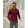 image:imageCOOFANDY Mens Long Sleeve Polo Shirts Classic Casual Button Polo TeeDark Red