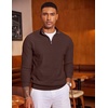 image:imageCOOFANDY Mens Quarter Zip Sweater Luxurious Knit Mock Neck PulloverBrown