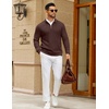 image:imageCOOFANDY Mens Quarter Zip Sweater Luxurious Knit Mock Neck PulloverBrown