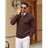 image:imageCOOFANDY Mens Quarter Zip Sweater Luxurious Knit Mock Neck PulloverBrown