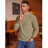image:imageCOOFANDY Mens Quarter Zip Sweater Luxurious Knit Mock Neck PulloverKhaki