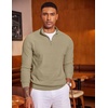 image:imageCOOFANDY Mens Quarter Zip Sweater Luxurious Knit Mock Neck PulloverKhaki