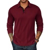 image:imageCOOFANDY Mens Long Sleeve Polo Shirts Classic Casual Button Polo TeeDark Red