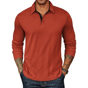 image:imageCOOFANDY Mens Long Sleeve Polo Shirts Classic Casual Button Polo TeeCaramel