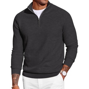 image:imageCOOFANDY Mens Quarter Zip Sweater Luxurious Knit Mock Neck PulloverDark Grey