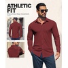 image:imageCOOFANDY Men Muscle Stretch Dress Shirts Long Sleeve Casual Button Up ShirtWine Red