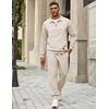 image:imageCOOFANDY Mens 2 Piece Tracksuit Sets Casual Quarter Zip Athletic SweatsuitApricot