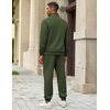 image:imageCOOFANDY Mens 2 Piece Tracksuit Sets Casual Quarter Zip Athletic SweatsuitArmy Green
