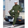 image:imageCOOFANDY Mens 2 Piece Tracksuit Sets Casual Quarter Zip Athletic SweatsuitArmy Green